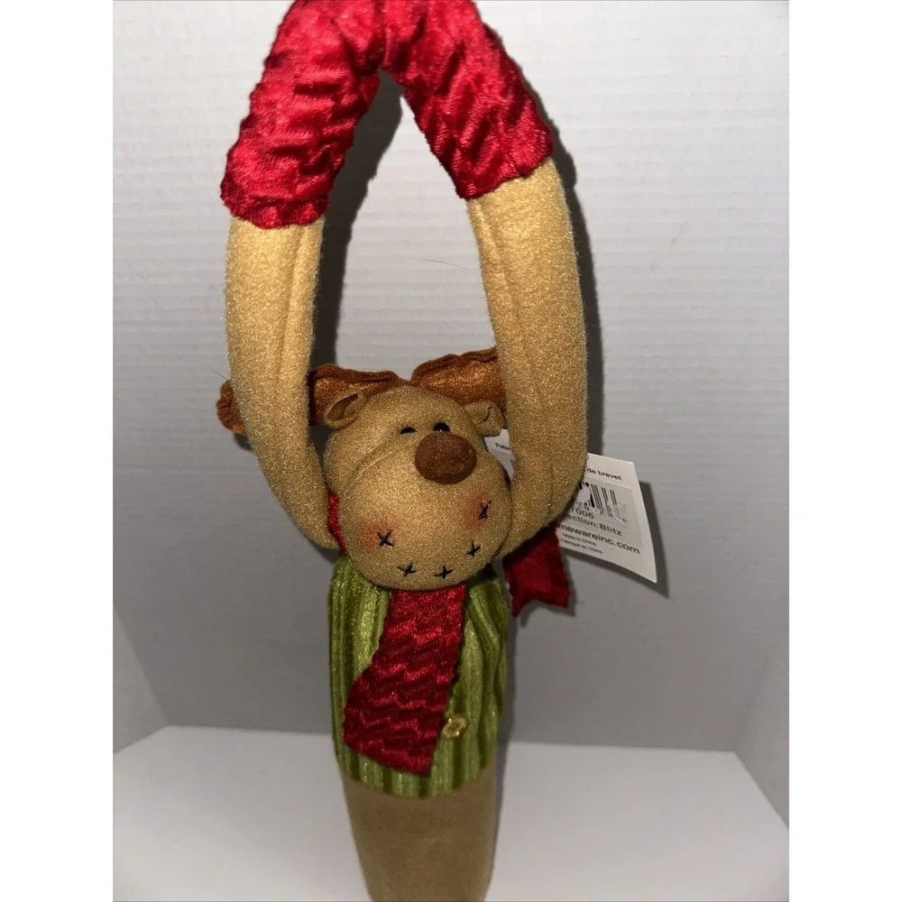 Primeware Blitz Reindeer Wine Sock‎ Plush Bottle Cover Carry Me Handle NWT